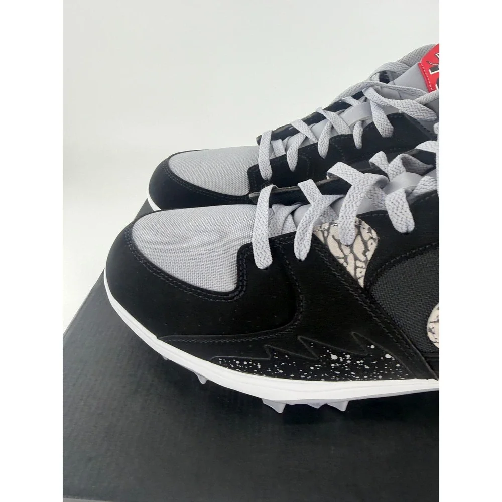Jordan Stadium 90 Low TD Black Cement Football Cleats HQ0210-060 Mens Size 12